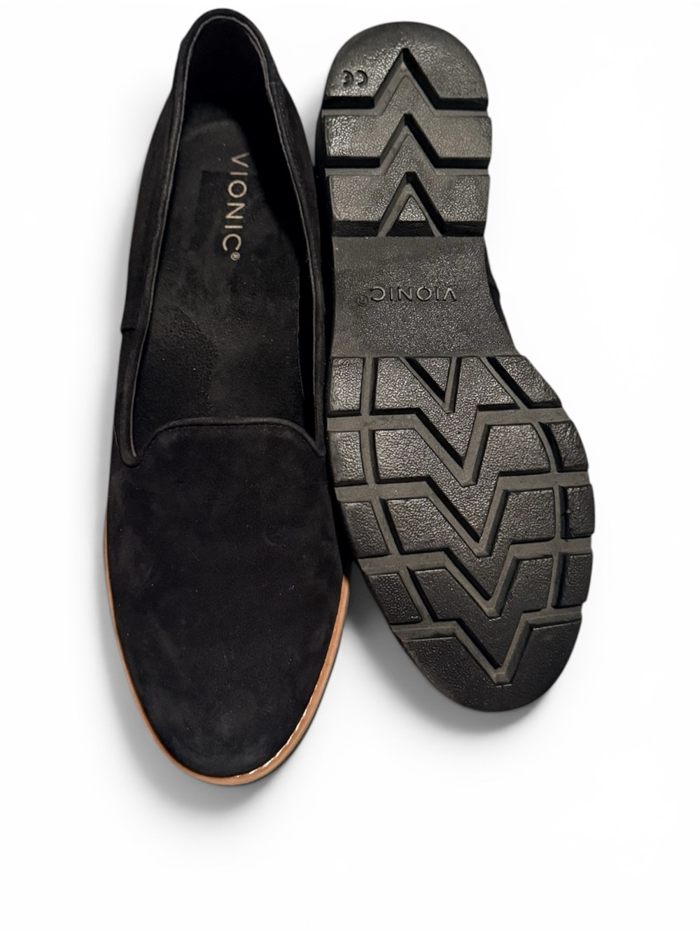 Vionic Willa Black Suede Wedge Loafers - Picture 4 of 4